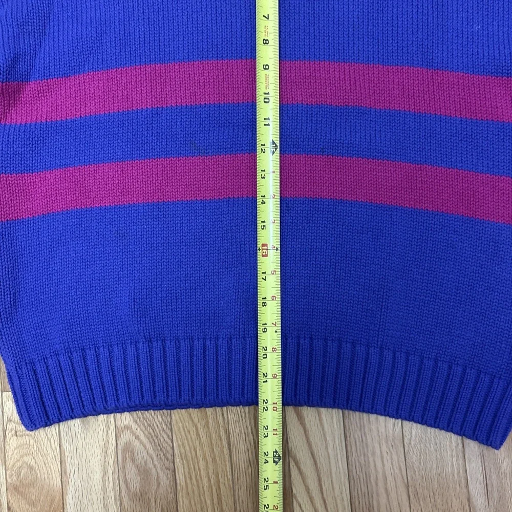 Vintage Eddie Bauer Sweater Men Large ColorBlock Crewneck Purple 80s Heavyweight - Picture 6 of 9